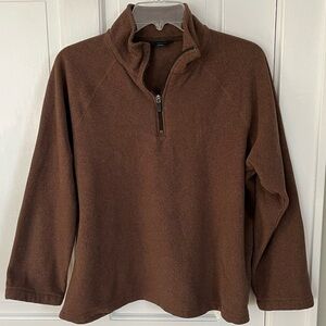 Lands End Women’s Brown Fleece 1/4 Zip Pullover Sweatshirt Size Large